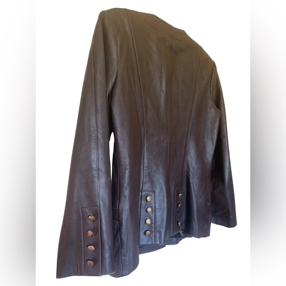 SPIEGEL Woman’s Genuine Leather Chocolate Brown Coat Jacket Size 10